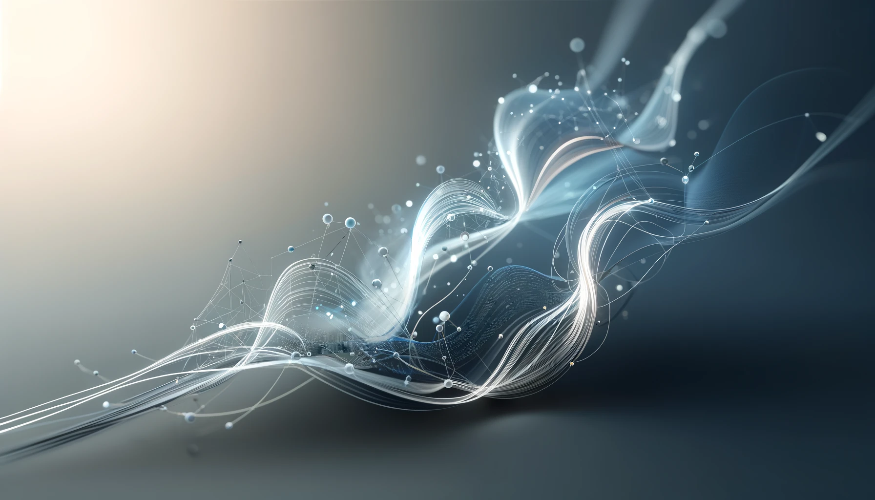 Abstract AI visualization with flowing digital patterns and neural network connections representing artificial intelligence transformation